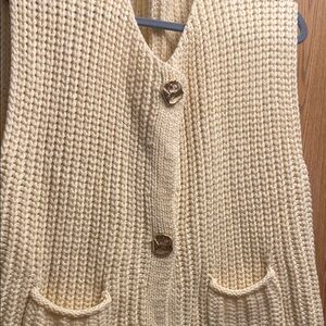 Cream Chunky Knit Cardigan Sweater